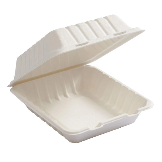 ccg3.us 8" x 8" 1 Compartment Microwavable White Plastic Hinged Take-out Container - 200/Case